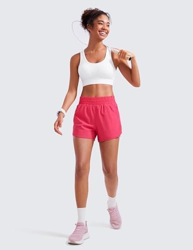 Women's High Waisted Running Shorts Mesh Liner - 3'' Dolphin Quick Dry Athletic Gym Track Workout Shorts Zip Pocket